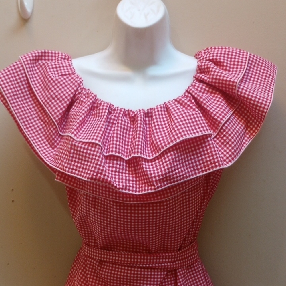 Red Gingham Ruffle Top - Picture 2 of 8